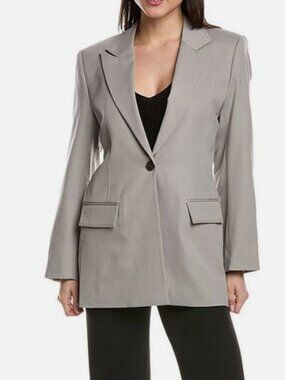 Derek Lam 10 Crosby Women's Gray Wool-Blend Nico Single-Breasted Jacket Size 6